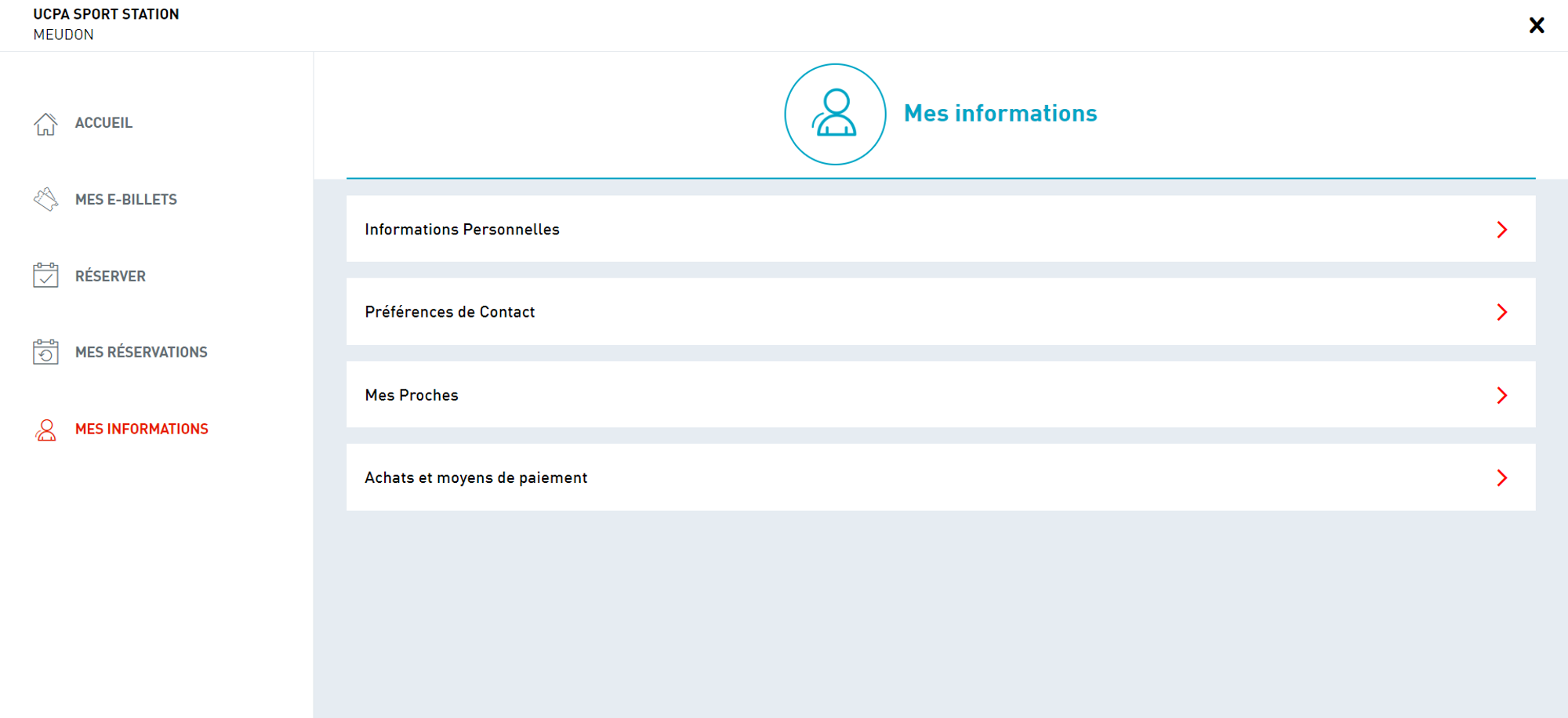 Hiérarchie de l’Espace client UCPA Sport-Station