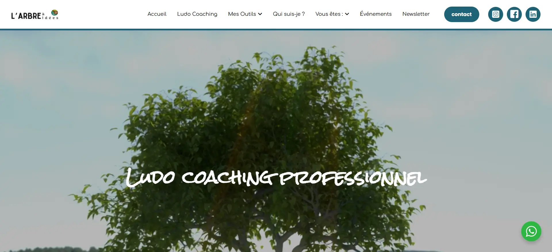 L'Arbre à Idées présente 'Ludo Coaching Professionnel' sur mobile : une approche ludique pour développer la connaissance de soi et améliorer la collaboration en équipe. Projet de création d site réalisé par Céline GANA