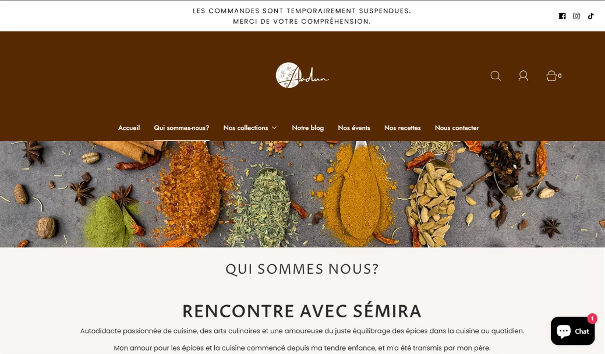 Création de site internet e-commerce pour artisan créateur d'épices Aadun, réalisé par Céline Gana en Île-de-France