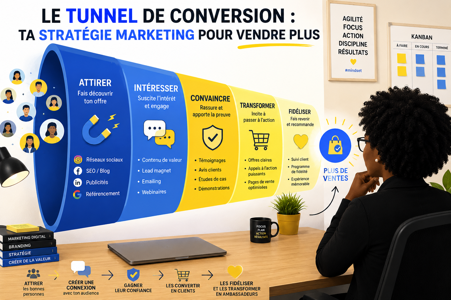 Image de couverture pour l'article : "Le tunnel de conversion : ta stratégie marketing pour vendre plus" par Céline GANA