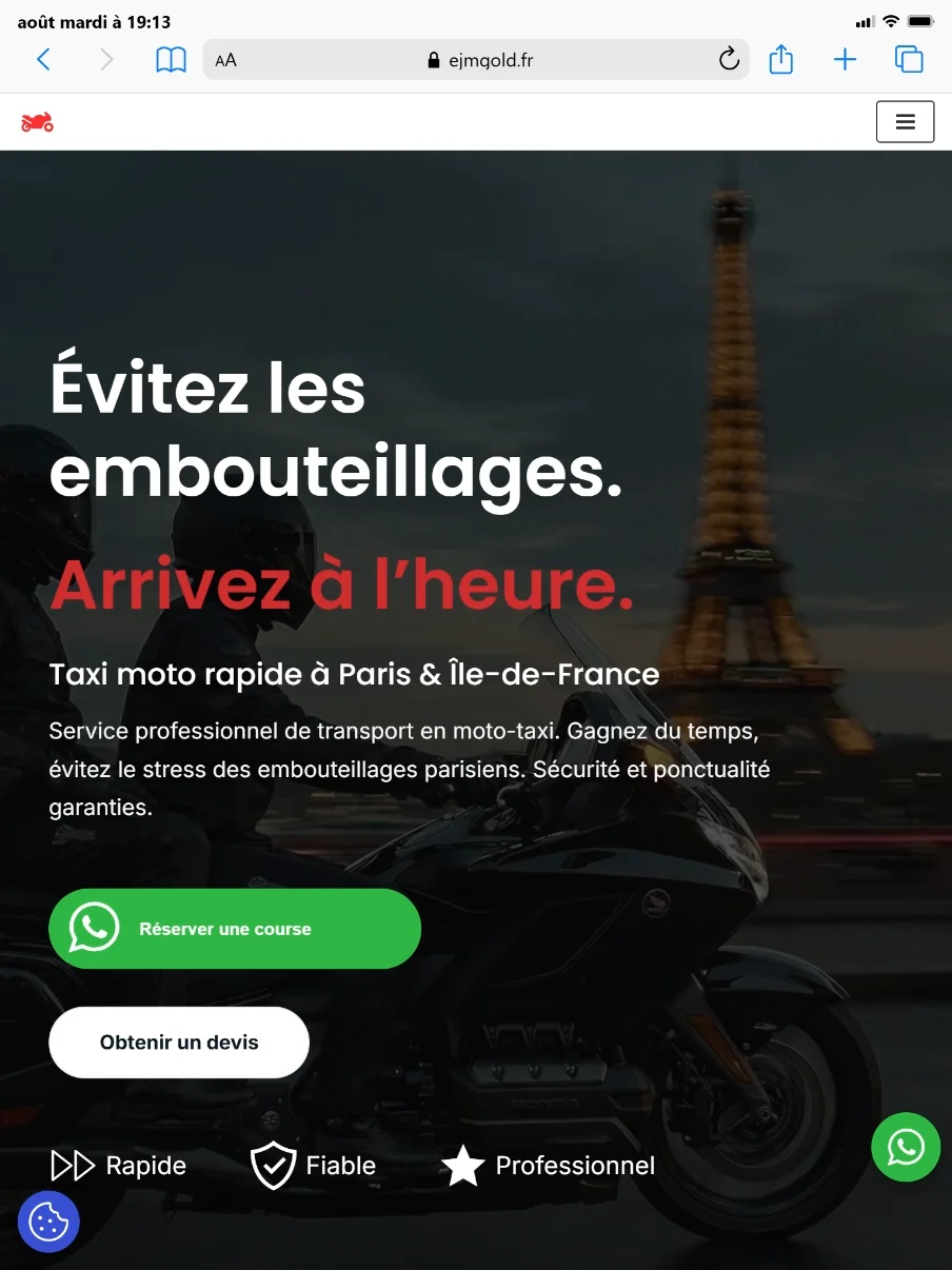 Image de couverture du cas client EJMGOLD - iPad-Mini-Céline GANA - Cas Client -Taxi-moto-Paris-_-Île-de-France-Orly_-CDG_-Gare-EJM-Gold-_ejmgold.fr